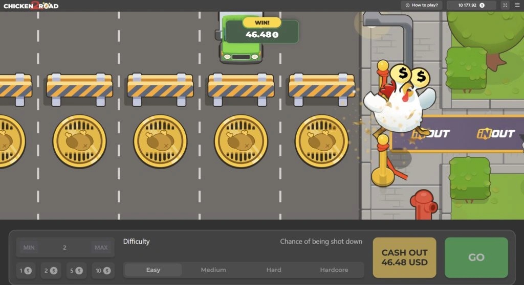 Chicken Road 2 slot reels with cartoon chicken and golden egg symbols