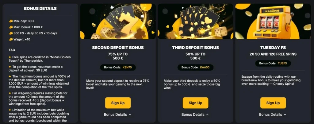 Kaasino welcome bonus offer UK 1