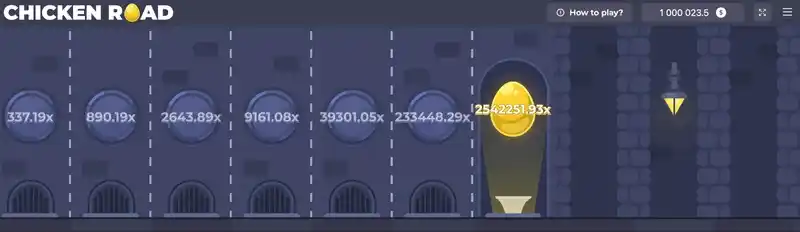 Slot screen Chicken Road with coins and egg symbols