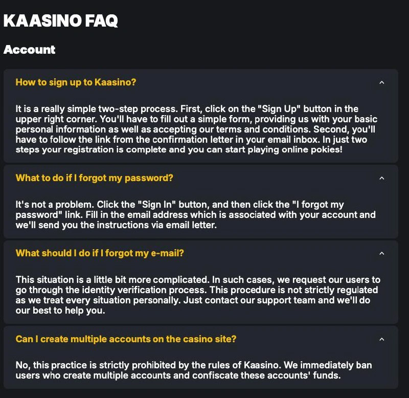 kaasino faq
