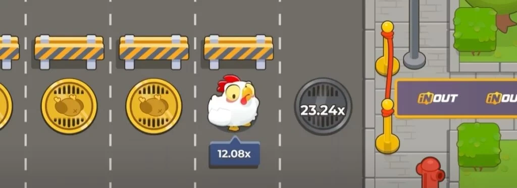 Chicken Road 2 slot machine reels showing bonus and egg icons