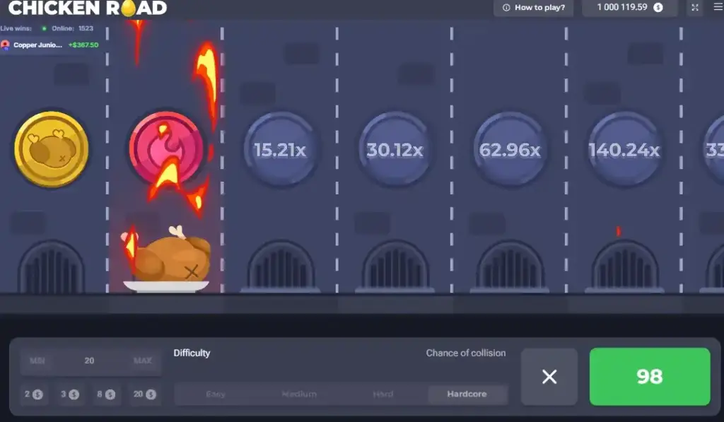 Chicken Road è una truffa? esempio di round perso dopo aver superato il livello di rischio